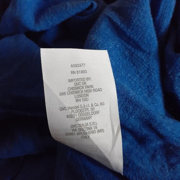 Susan Graver Women's Size 1X Blue Linen Blend Tiered Button Front Midi Dress - Picture 8 of 13